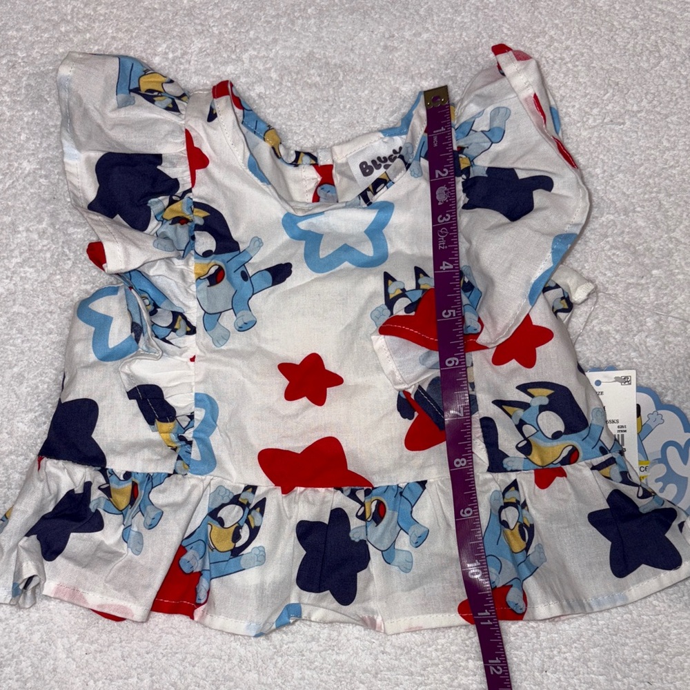 Bluey Americana July 4 Star Print Matching skort and top Set nwt 18m - Picture 3 of 11